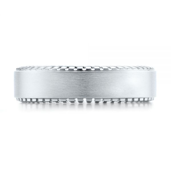 14k White Gold Men's Wedding Band - Top View -  101044