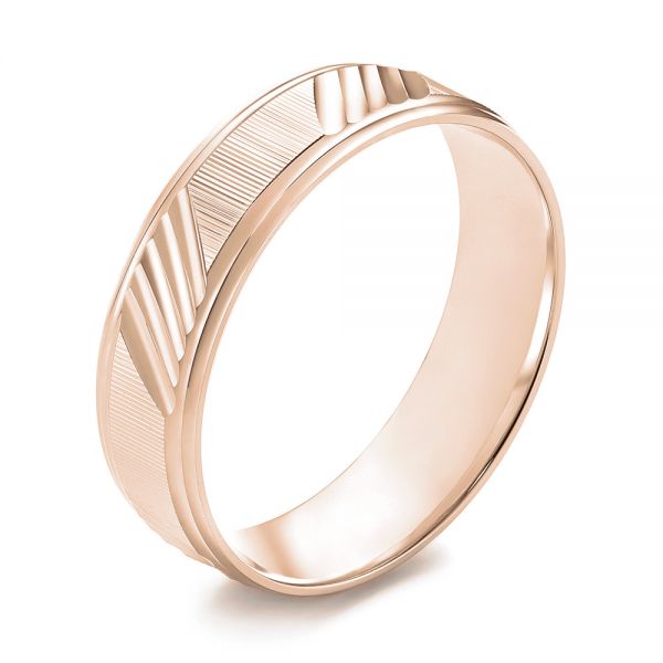 14k Rose Gold 14k Rose Gold Men's Wedding Ring - Three-Quarter View -  103782