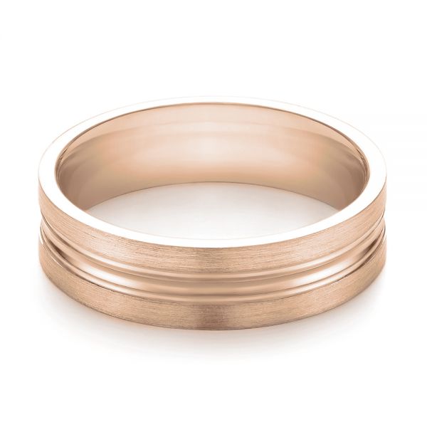 18k Rose Gold 18k Rose Gold Men's Wedding Ring - Flat View - 103887