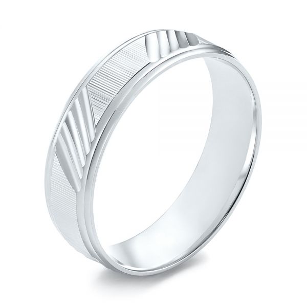  White Gold Men's Wedding Ring - Three-Quarter View -  103782
