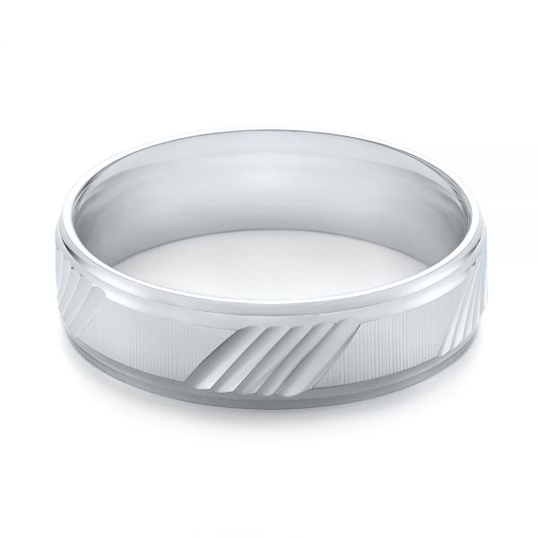 White Gold Men's Wedding Ring - Flat View - 103782