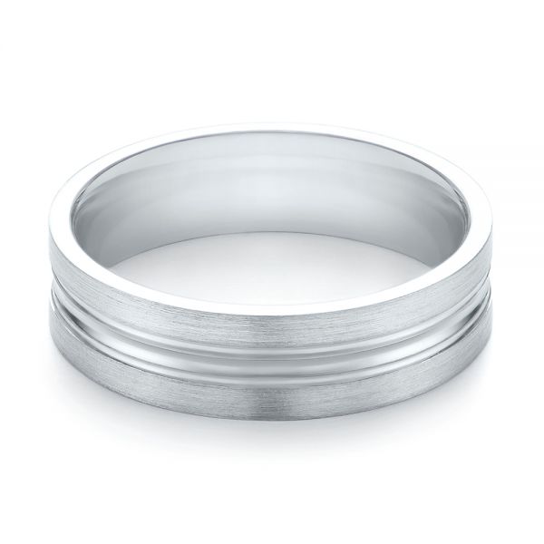 14k White Gold Men's Wedding Ring - Flat View -  103887