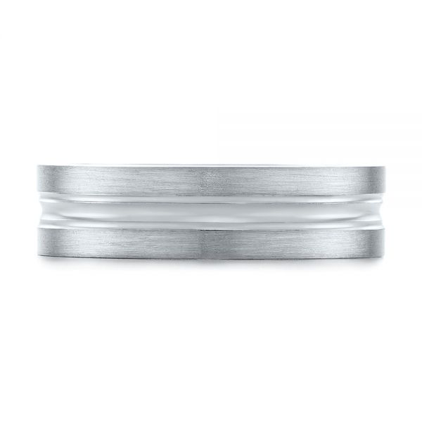 14k White Gold Men's Wedding Ring - Top View -  103887