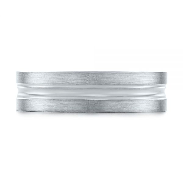 14k White Gold Men's Wedding Ring - Top View -  103887