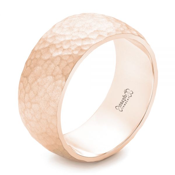 Men's White Gold Hammered Matte Finish Wedding Band - Image