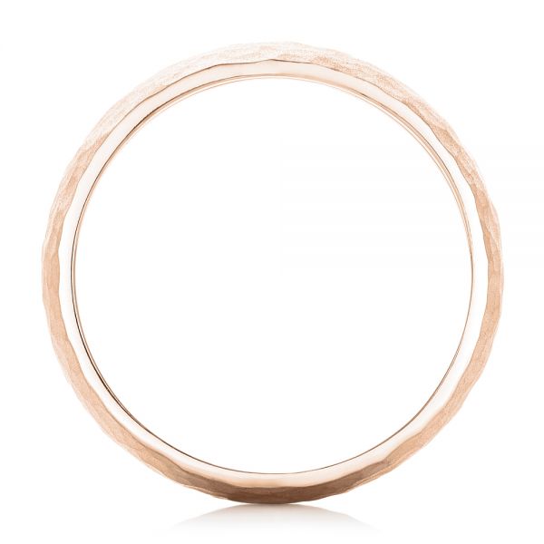 18k Rose Gold 18k Rose Gold Men's Hammered Matte Finish Wedding Band - Front View - 102505