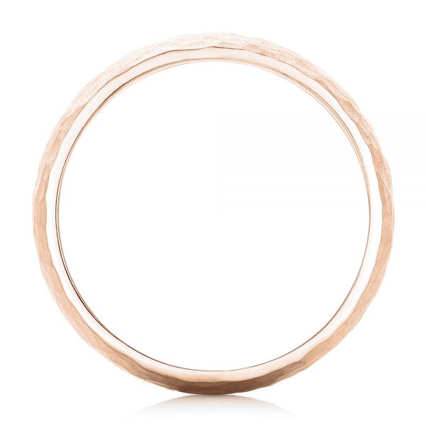 14k Rose Gold 14k Rose Gold Men's Hammered Matte Finish Wedding Band - Front View -  102505