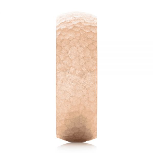 14k Rose Gold 14k Rose Gold Men's Hammered Matte Finish Wedding Band - Side View - 102503
