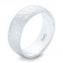 14k White Gold Men's Hammered Matte Finish Wedding Band