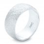 18k White Gold 18k White Gold Men's Hammered Matte Finish Wedding Band - Three-Quarter View -  102505 - Thumbnail