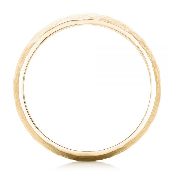14k Yellow Gold 14k Yellow Gold Men's Hammered Matte Finish Wedding Band - Front View -  102505