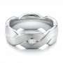 Men's White Tungsten Brushed Woven Band - Flat View -  101186 - Thumbnail