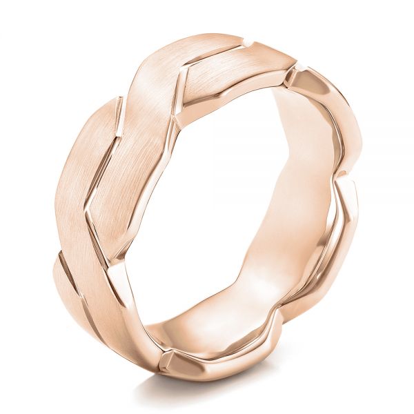 18k Rose Gold 18k Rose Gold Men's Woven Band - Three-Quarter View -  101205