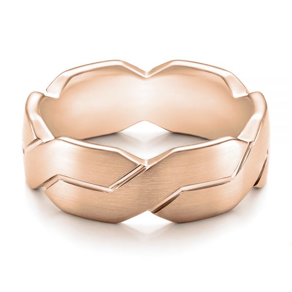 Men's Woven White Gold Band - front perspective