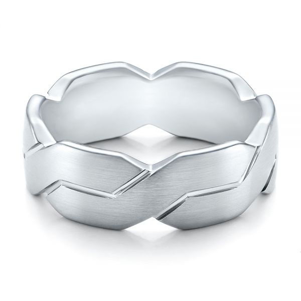 14k White Gold Men's Woven Band - Flat View - 101205