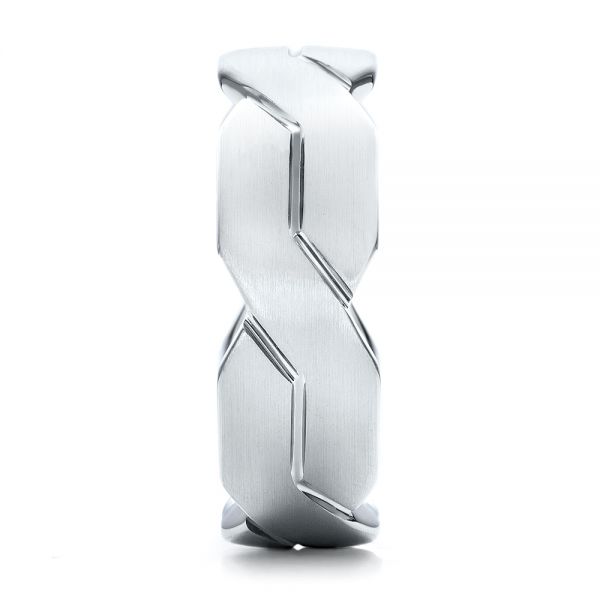 14k White Gold Men's Woven Band - Side View - 101205
