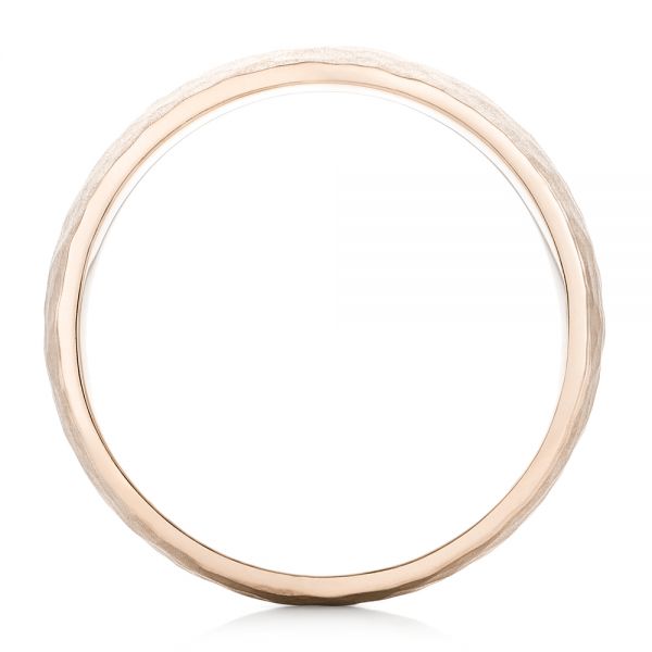 18k Rose Gold 18k Rose Gold Men's Hammered Matte Finish Wedding Band - Front View -  102504