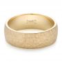 14k Yellow Gold Men's Hammered Matte Finish Wedding Band - Flat View -  102504 - Thumbnail