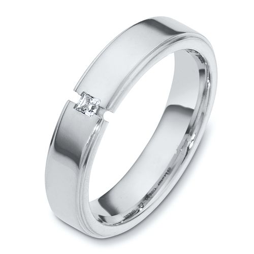 14k White Gold 14k White Gold Men's Diamond Band - Three-Quarter View -  478