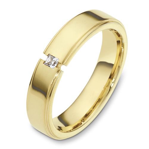 18k Yellow Gold Men's Diamond Band - Three-Quarter View -  478