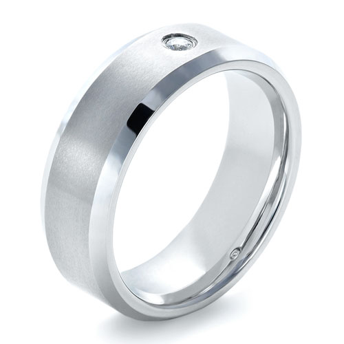 Men'stungsten And Diamond Ring - Three-Quarter View -  1368