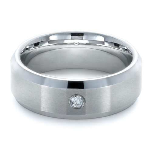 Men'stungsten And Diamond Ring - Flat View -  1368