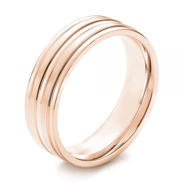 14k Rose Gold 14k Rose Gold Modern Men's Wedding Band - Three-Quarter View -  103023