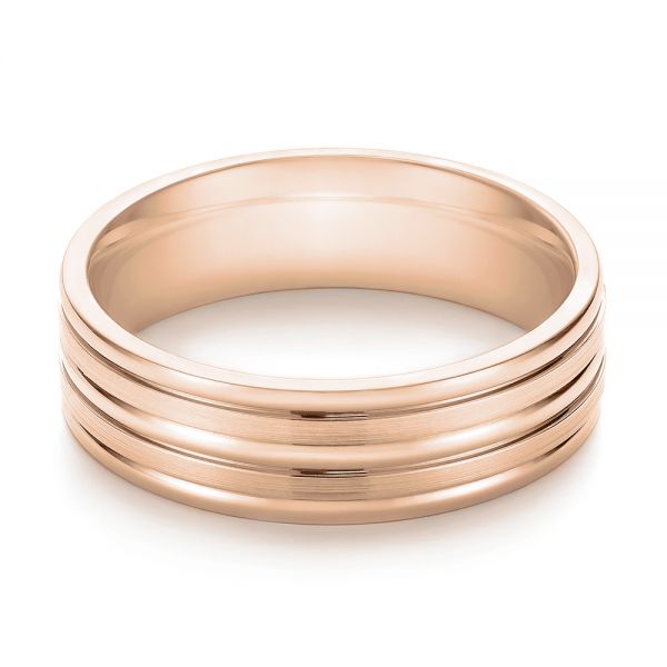 14k Rose Gold 14k Rose Gold Modern Men's Wedding Band - Flat View - 103023