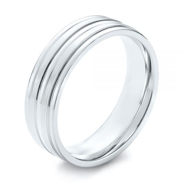  Platinum Platinum Modern Men's Wedding Band - Three-Quarter View -  103023