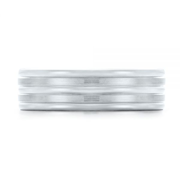 14k White Gold Modern Men's Wedding Band - Top View -  103023