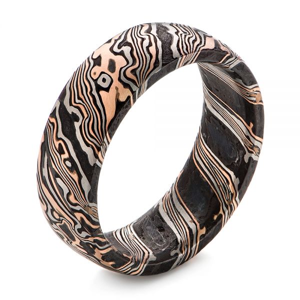 Mokume Gane Comfort Fit Wedding Band - Image