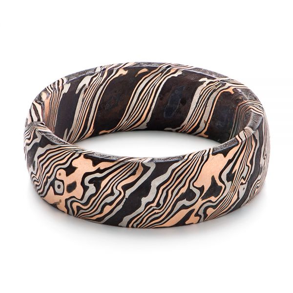 Mokume Gane Comfort Fit Wedding Band - Flat View - 105774