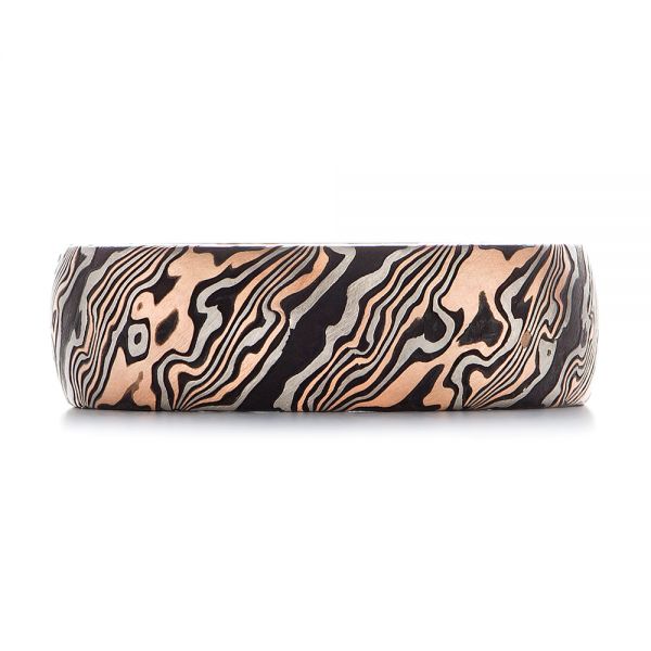 Mokume Gane Comfort Fit Wedding Band - Top View - 105774