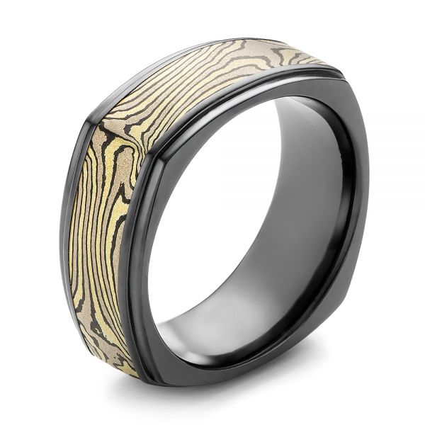 Mokume and Zirconium Wedding Band - Image