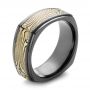 Mokume And Zirconium Wedding Band - Three-Quarter View -  102939 - Thumbnail