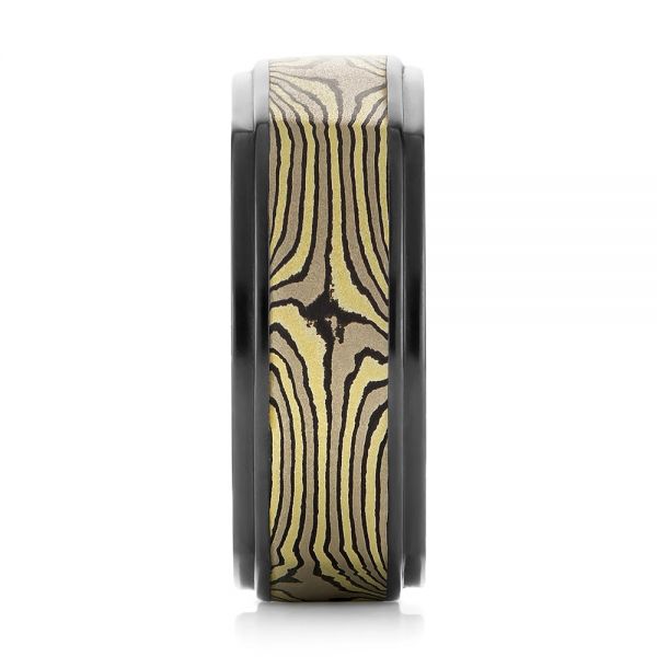 Mokume And Zirconium Wedding Band - Side View - 102939