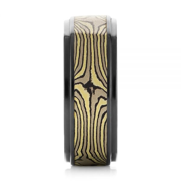 Mokume And Zirconium Wedding Band - Side View -  102939