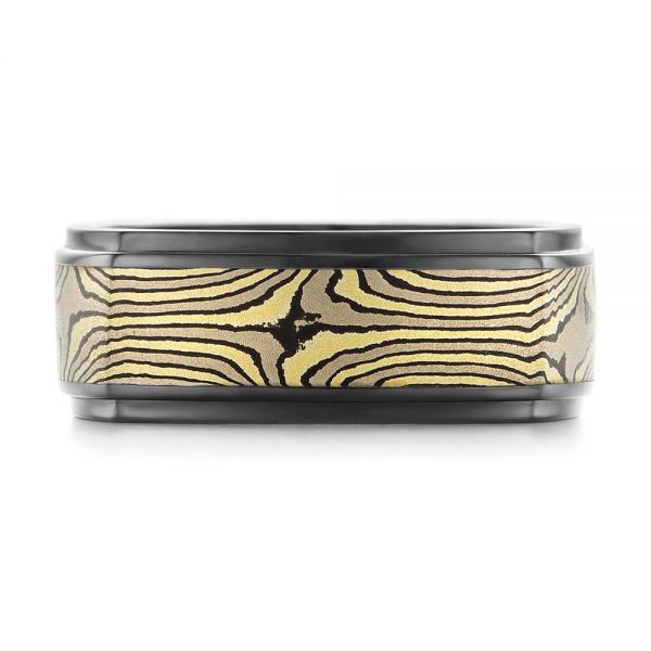 Mokume And Zirconium Wedding Band - Top View - 102939