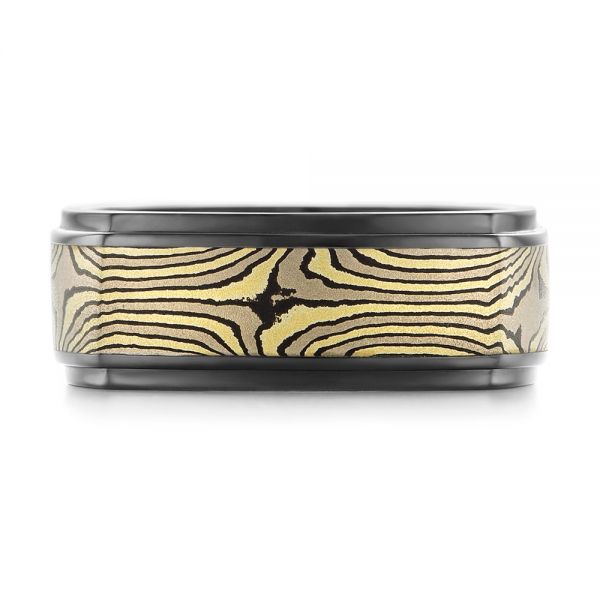 Mokume And Zirconium Wedding Band - Top View -  102939