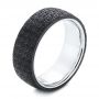 Patterned Black Carbon Fiber Men's Wedding Ring - Three-Quarter View -  106284 - Thumbnail