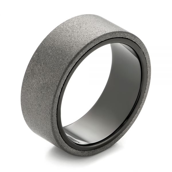 Raw Tungsten Carbide Men's Wedding Band - Three-Quarter View -  103883