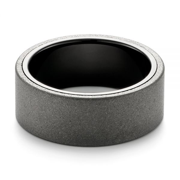 Raw Tungsten Carbide Men's Wedding Band - Flat View -  103883