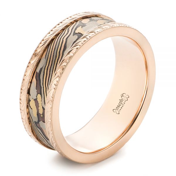 Mokume Men's Wedding Band - Three-Quarter View -  102546