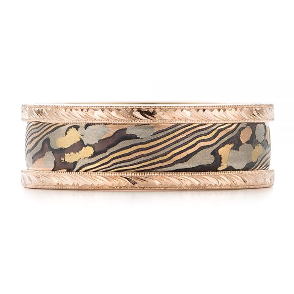 Mokume Men's Wedding Band - Top View - 102546