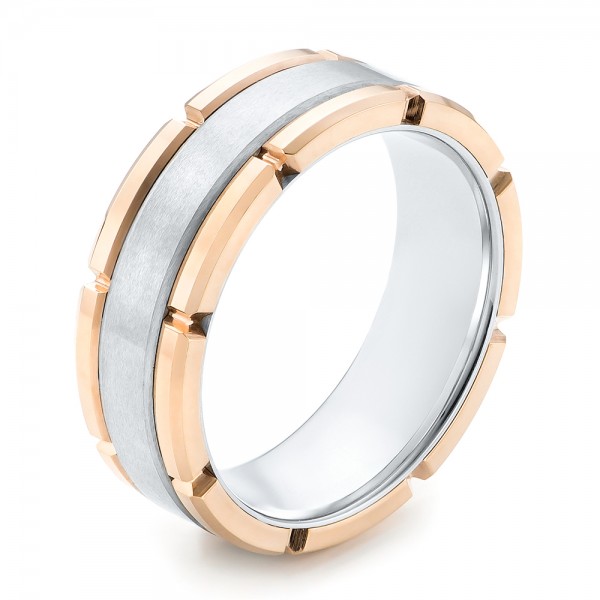 Rose Tungsten Two-tone Wedding Band - Three-Quarter View -  102701