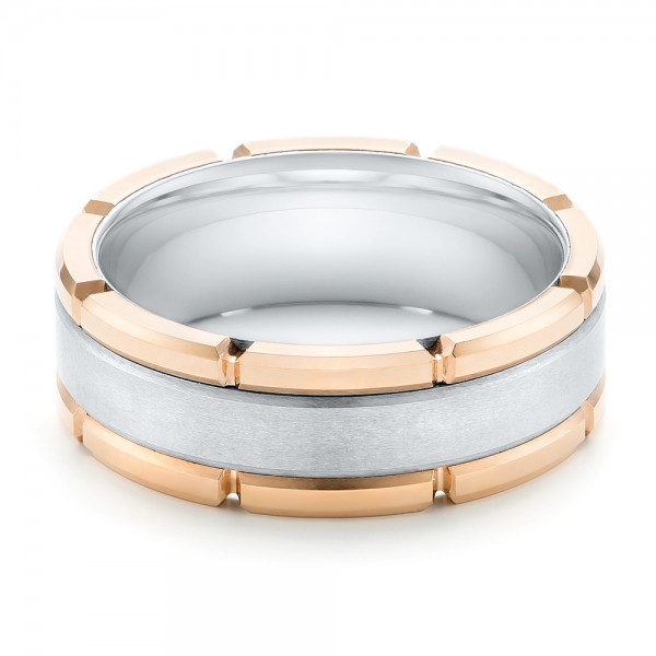 Rose Tungsten Two-tone Wedding Band - Flat View -  102701