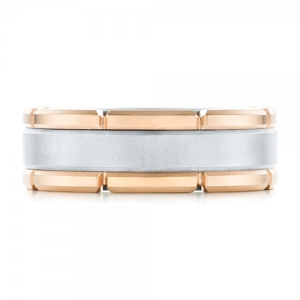 Rose Tungsten Two-tone Wedding Band - Top View -  102701