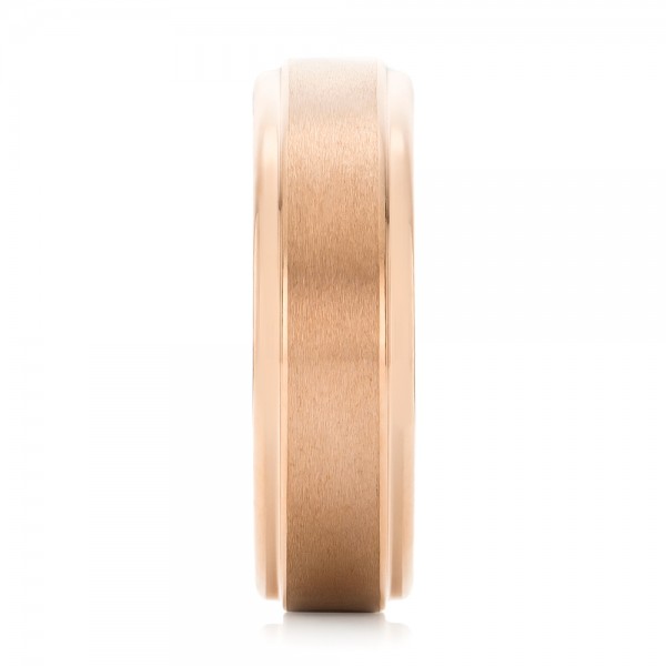 Rose Tungsten Carbide Step Edge Comfort Fit Band With Satin Center And Bright Polish Edges - Side View -  102716