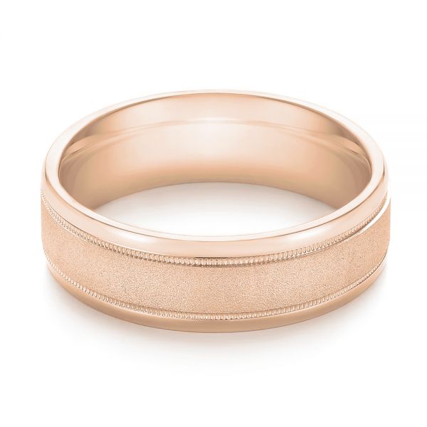 14k Rose Gold 14k Rose Gold Sandblasted Men's Wedding Band - Flat View -  103020