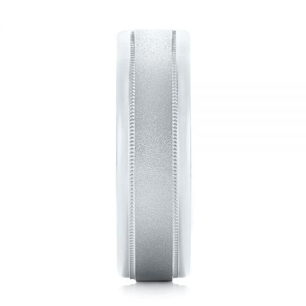 14k White Gold Sandblasted Men's Wedding Band - Side View - 103020